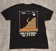SUPER MARIO BROS T Shirt Adult Black Original Glitch Graphic L gray