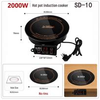 Didelės galios indukcinė karšto puodo viryklė viešbučiams ir restoranams, integruota 2000W/3000W, individualus logotipas, apvalus dizainas. Remote Control (Button) black