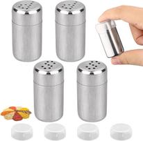 Mini salt shaker 4 units 5ml small salt shaker with lid spice spreader for camping stainless steel salt spice bottles white