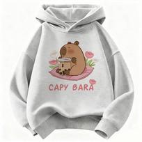Kawaii Kapibara Gerianti Sultis Hoody Vaikams Gėlių Vaikų Palaidinė su Gobtuvu Berniukams Mergaitėms Laisvalaikio Palaidinės Drabužiai 120 gray