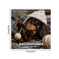2027 Calendar with Dog Photos Wall Calendar with Artistic Timetable and Space for Living Room Dorm Hotel Office and Hog Decor gray