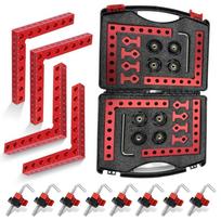 3/6/12/16Pcs Aluminum Zinc Zinc Alloy Right Angle Fixing Clip Fixing Clip Positioning Squares  Carpenter Tools 12cm-12Pcs/Set Box red