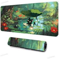 Cute cartoon black cat Mouse Pad Large Gaming Mousepad XXL Keyboard Gamer Office Table Mats Anti-slip HD Mousepad Long Desk Mat 30x80cm beige