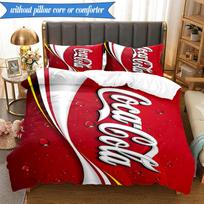 3PCS Coca-cola Artwork Design Bedding Set 2D Printing (Includes 1 Duvet Cover + 2 Pillowcases Coreless), Bedroom decor,Fan gift 140cmx210cm