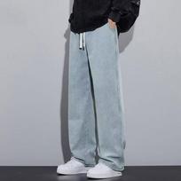 Men's  Denim Pants New Trend Loose Straight Leg Long Pants for Men Fall/Winter XXL šviesiai mėlyna spalva
