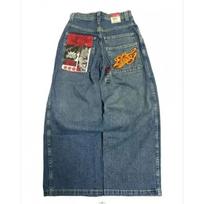 Mens Y2K Streetwear Baggy Denim Jeans Hip Hop Embroidered Loose Fit Straight Leg Pants XL