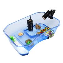Roplių vėžlių vėžlys Vivarium Box Akvariumo bakas su Basking rampa mėlyna