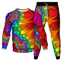 Colorful Tie Dye Vortex Print Men's Sportswear Set New Long-Sleeved T Shirt Pants 2-Piece Set Oversized Pullover Men Clothing 2XL blue