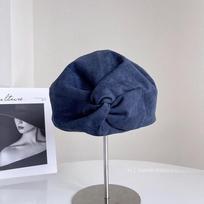 Retro woolen fashion beret women's autumn and winter fashion versatile warm painter hat temperament trendy pumpkin hat M（56-58cm） tamsiai mėlyna