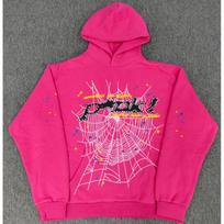 Vyriškas medvilninis džemperis su gobtuvu ir 3D voratinklio spaudiniu - Gatvės stiliaus, įprasto kirpimo, ilgomis rankovėmis, unisex, madingas megztinis 2XL pink