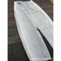 MERTRA Mens Baggy Loose Fit Denim Jeans Casual Streetwear Straight Leg Cotton Pants Teens 34-XL gray
