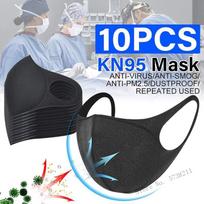10vnt N95 veido kaukė kempinė juoda kvėpuojanti burnos kaukė daugkartinio naudojimo nuo taršos veido skydelis FPP2 PM2.5 10Pcs gray