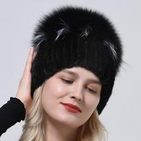 100 % tikros tikro kailio moteriška kepurė lauke megzta audinės kailio kepurė Elastinė pūkuota lapės kailio kepurė Pomponinė moteriška prabangi šilta kepurė head 55to59cm sidabras/juoda
