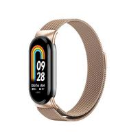 Metalinė laikrodžio apyrankė, skirta „Xiaomi Smart Band“ 8 6 5 4 3 Nerūdijančio plieno „Correa“ apyrankė, riešas, skirtas „Mi Band“ 3 4 5 6 8 dirželio pakaitinis sportinis diržas For Mi Band 8 rožinio aukso spalvos