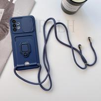 Crossbody Necklace Cord Lanyard Piniginės kortelės dėklas, skirtas Samsung S23 S22 Ultra A14 A24 A34 A54 A13 A23 A33 A53 A12 A32 A52 A31 A51 A71 / Redmi Note 12 11 iphone XSmax tamsiai mėlyna spalva