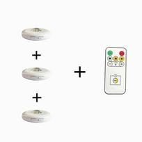 Mini belaidis itin ryškus LED naktinis šviestuvas, USB sąsaja, nuotolinio valdymo pultas, reguliuojamas šviesumas, po spintelėmis, spintose, drabužių spintoje, virtuvėje 1 Remote 3 Lamp