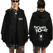 Roko grupė „My Chemical Romance Mcr Dead“ gobtuvas su užtrauktuku Juodas paradas „Punk Emo“ megztiniai su užtrauktuku Vyriški mados vintažiniai hiphopo megztiniai S gray