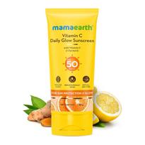 Mamaearth Vitamin C Turmeric Sunscreen SPF 50 PA+++ For Glow & Tan Protection 80g Lightweight Non-Sticky No White Cast yellow