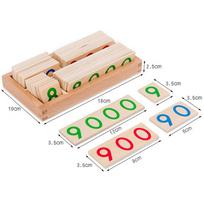 Mediniai Montessori skaitmeninės edukacijos žaislai vaikams Skaičius 1-9000 Kortelė Montessori medžiagos Mokymosi matematikos mokymo priemonės beige