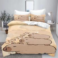 Kapibara namams pledo užvalkalų komplektas 3D vaikiška patalynė 100% poliesteris spausdintas mielas animacinis pledas tinkamas vaikams 135x200cm