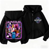 Vaikiški viršutiniai drabužiai Kapišoninis džemperis K-pop Demonų medžiotojai Užsegamas violetinis paltas Berniukams Juodas Mergaitėms Rožinis Džemperis Drabužiai Amžius 3-14 Vaikui Tinkamas 120 black