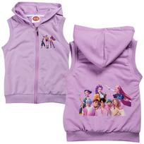 Vaikams Mergaitėms Anime Animacinis K-Pop Rumi Zoey Mira Spausdintas Laisvalaikio Gobtuvu Berankovis Užtraukiamas Liemenė 130cm violetinė