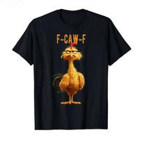 Vyriški laisvalaikio marškinėliai Gatvės stilius Juokingas animacinis gaidys F-CAW-F Grafinis spaudinys Trumpomis rankovėmis Viršus Madingas T-shirt S brown