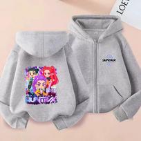 K-pop Demonas Medžiotojai Užtrauktuku Striukės Berniukams Mergaitėms Anime Mielos Gobtuvinės Striukės Vaikams Rudens Mada Sportinė Apranga Vaikų Drabužiai 160 gray