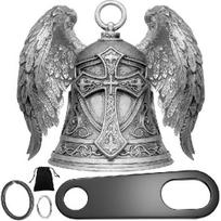 Motorcycle Bell Guardian Angel 3D Biker Gremlin Bell Gift With Motorcycle Bell Hanger, 2 Key Chain Ring, Velvet Bag antikinės sidabrinės spalvos