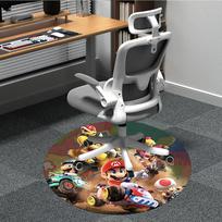 1 vnt. Mario Kart kėdės kilimėlis biurui, neslystantis, minkštas ir patogus, kilimėlis biurui, žaidimams, lengvas apvalus grindų kilimėlis 80cm gray