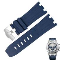 Naujas gumos silikono laikrodžio dirželis 28mm AP dirželiui Audemars diržui Piguet ROYAL OAK OFFSHORE 15710 15703 Apyrankė 28mm&silver buckle mėlyna