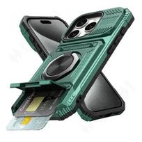 Dėklas iPhone 11 13 14 15 16 Pro Max 14 15 16 Plus 11 Magnetinis besisukantis žiedas Stovas Atsparus smūgiams Piniginės dangtelis For iPhone 13 Pro gray