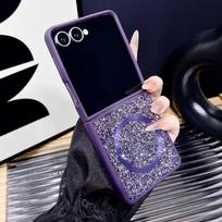 For Magsafe Z Flip7 Glitter Diamond Case for Samsung Galaxy Z Flip 7 6 5 4 3 Flip6 Magnetic Wireless Charging Shockproof Cover Galaxy Z Flip5 violetinė