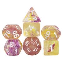 DND Dice Set 7pcs Multi Sided Dice with Haze Swirl Effect for Board Game DND TRPG, As Gift and Collection beige