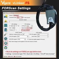Vgate vLinker FS Fordui ELM327 FORScan HS/MS-CAN OBD2 Automobilio diagnostikos skaitytuvojo sąsajos įrankiai OBDII Mazdai ELM 327 OBD 2 gray