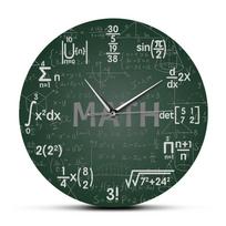 Green Chalkboard Math Formulas Wall Clock Hanging Wall Watch Back To School Science Mathematics Art Wall Decor Math Geek Gift gray