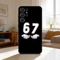 67 Šeši Septyni Dėklas Telefonui Samsung S26,S25,24,23,22,30,21,10,9,Ultra,Plus,Lite,FE Minkštas Juodas Dėklas Samsung S22ULTRA5G white