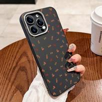 For Samsung S24 S25 Ultra Case Galaxy S23 S22 S21 FE A56 A36 A16 A55 A35 A15 A34 A54 A33 A53 Retro Fashion Floral Leather Cover S21 FE black