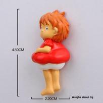 Ponyo ant skardžio su kibiru mergaitė auksinė žuvelė mini magnetinis šaldytuvo dekoras gimtadieniui ir šventinėms dovanoms StyleH red