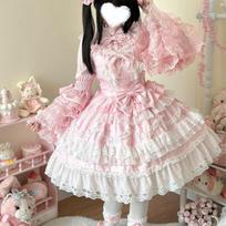 Licaboth Lolita Nėriniai Pūstas Suknelė Gėlėtas Vestuvių Jsk Petnešėlės Princesės Suknelės M rožinė