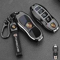 Metalinis automobilio rakto dėklas Dangtelis Laikiklis Apsauga Maišelis raktams Porsche Panamera Carman Macann Bobst Cayenne 911 981 991 970 9969 Lipdukas gray