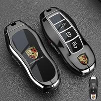 Metalinis automobilio rakto dėklas Dangtelis Laikiklis Apsauga Maišelis raktams Porsche Panamera Carman Macann Bobst Cayenne 911 981 991 970 9969 Lipdukas gray