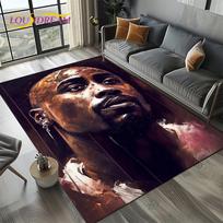 Reperis Eminem Tupac 2pac Hip-Hop Rap Dievas Kilimas Kilimėlis Svetainei Miegamajam Namų Sofos Dekoras, Plotinis Kilimėlis Neslystantis Grindų Kilimėlis 80x120cm( 31x47in)