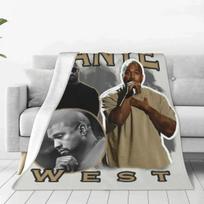 K-Kanye West Minkštas šiltas pledas Reperis Dainininkas Kempingo metamas pledas Žiemos raštas Individualus flanelinis lovatiesė Sofa-lova užvalkalas Size: 100*150cm, Weight: 320 GSM gray