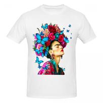Unisex Frida Kahlo Savižudis Madingi Marškinėliai Gatvės Stiliaus Medvilniniai Apvalia Kaklo Unisex Drabužiai M white
