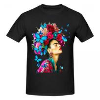 Unisex Frida Kahlo Savižudis Madingi Marškinėliai Gatvės Stiliaus Medvilniniai Apvalia Kaklo Unisex Drabužiai 3XL black