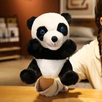 Rankų pirštų lėlė Kawaii gyvūno pliušinė lėlė Mokomieji žaislai kūdikiui Triušis Alpaka Asilas Panda Minkštas žaislas įdaryta lėlė Dovana black