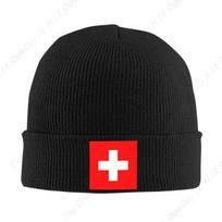 Flag Of Switzerland Skullies Beanies Caps Hip Hop Winter Warm Women Men Knit Hat Unisex Adult Bonnet Hat One Size black