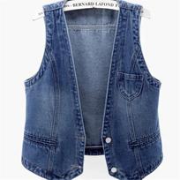 Denim Vest Women's Short Spring and Autumn All-match Slim Sleeveless Jacket Vest Single-breasted Solid Color Top XL tamsiai mėlyna spalva