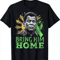 Duterte Portrait Philippine Sun Green Ribbon Bring Him Home T-shirt L gray